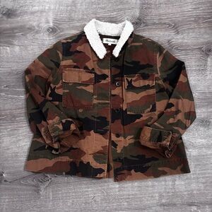 Madewell Northward Cropped Army Jacket Camo Sherpa Edition Size Small